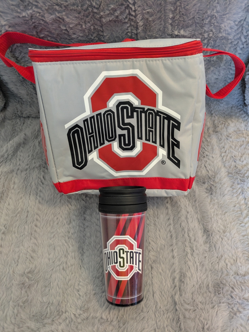 Ohio State Red & Gray Insulated Lunch Bag with Travel Coffee Mug